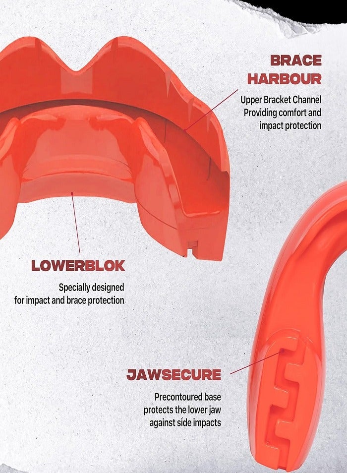 SafeJawz Mouthguard for Braces, One Size Re-Mouldable Mouth Guard with Case for Boxing, Basketball, Football, MMA, Lacrosse, Hockey and All Contact Sports (Red) - Image 3