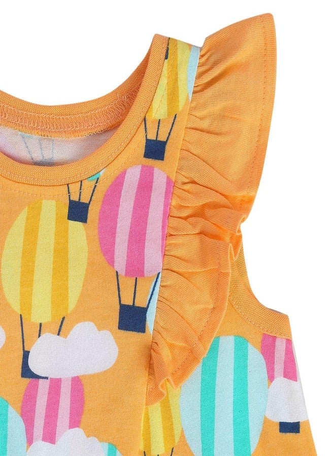 miniklub Cotton Half Sleeves Hot Air Balloon Printed Knit Top - (18-24M) Orange - Image 5