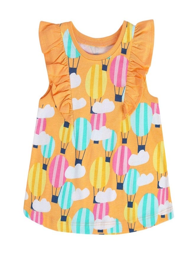 miniklub Cotton Half Sleeves Hot Air Balloon Printed Knit Top - (18-24M) Orange - Image 1