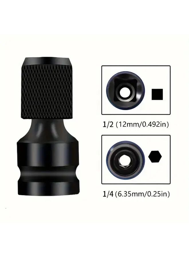 2Pcs Carbon Steel Socket Adapter Set 1 2 Inch to 1 4 Inch Hex Drive Converter - Image 4