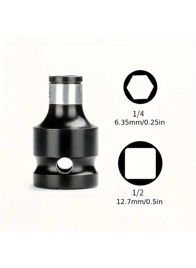 2Pcs Carbon Steel Socket Adapter Set 1 2 Inch to 1 4 Inch Hex Drive Converter - Image 5