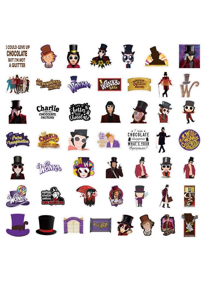 NIBEMINENT 50 Pcs Chocolate Factory Deco Kit Waterproof Stickers, High Definition Printing Bright Colors, Suitable for Laptop Skateboard Luggage Water Bottle Guitar DIY - Image 3