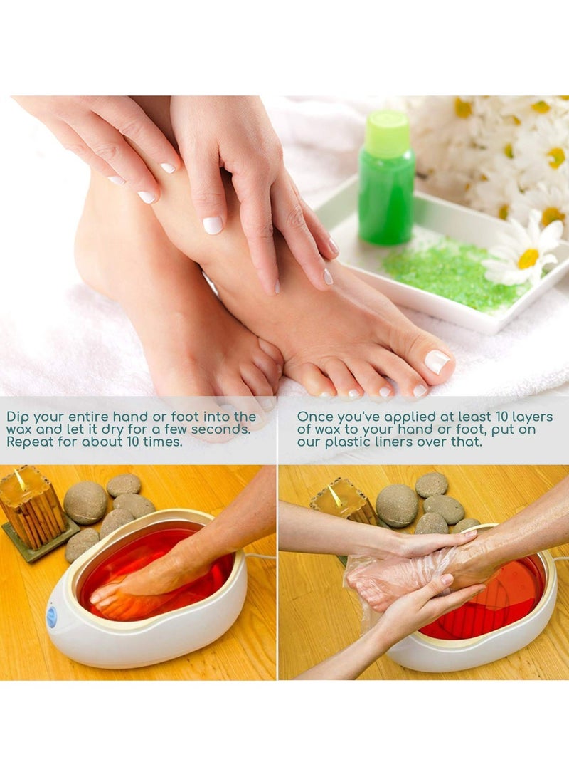 TLAXCA 200 PCS Clear Plastic Disposable Feet Cover, Paraffin Bath Liners for Foot Pedicure Hot Spa Wax Treatment, Larger Thicker Thermal Therapy Foot Covers Bags Plastic Socks Liners  - Image 3