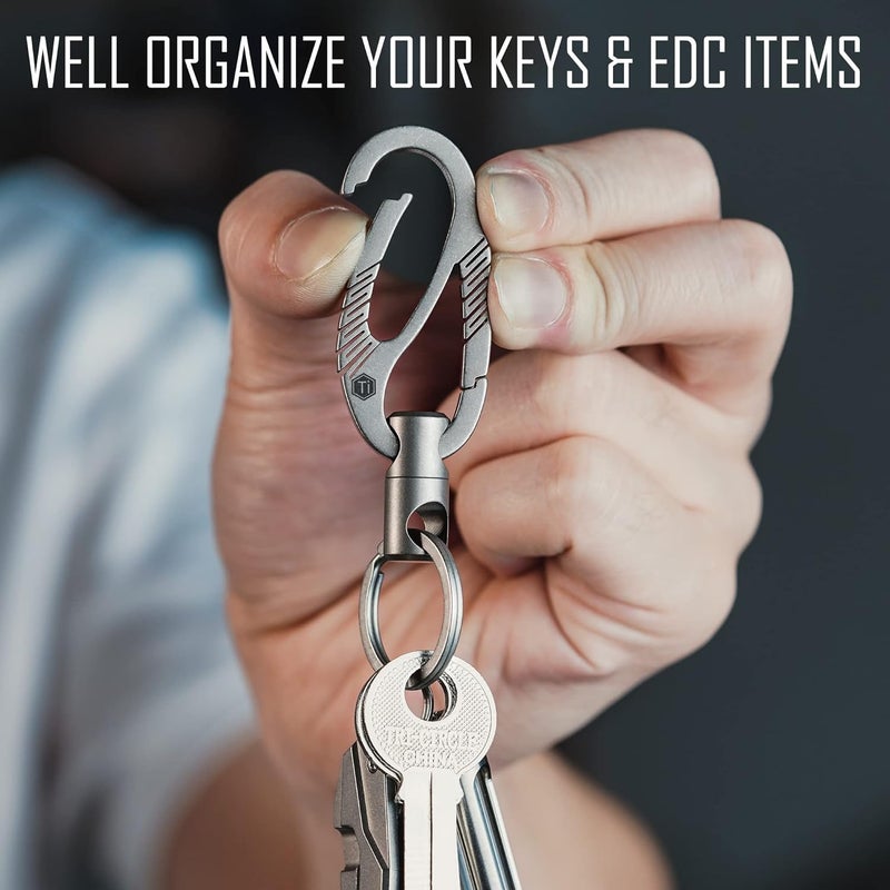 KeyUnity مشبك سلسلة مفاتيح من التيتانيوم ، منظم EDC ثنائي البوابة سريع الفتح للرجال والنساء (KM09) - Image 2