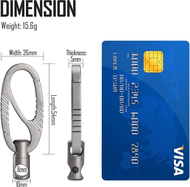 KeyUnity مشبك سلسلة مفاتيح من التيتانيوم ، منظم EDC ثنائي البوابة سريع الفتح للرجال والنساء (KM09) - Image 5