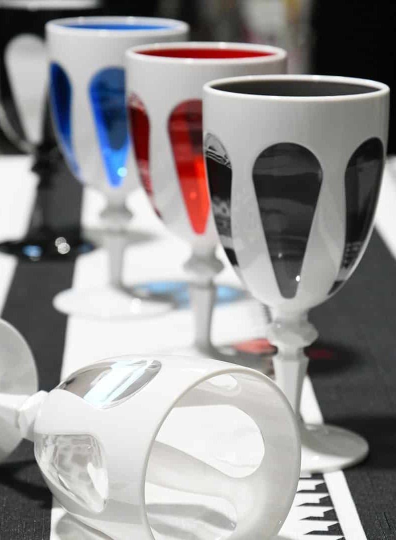 Baci milano Set of 6 Acrylic Glass White And Red Baci Milano - Image 3