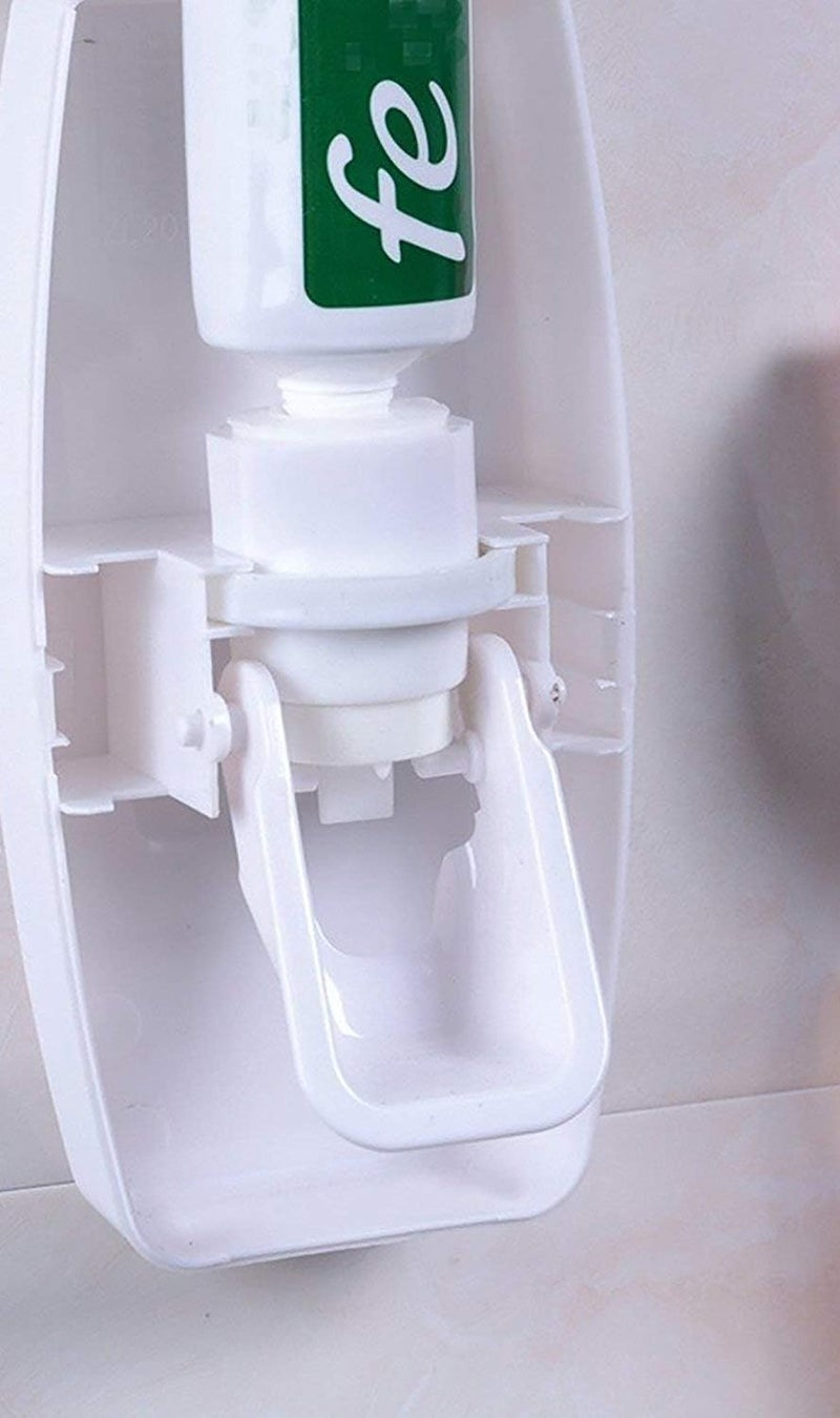 Bindex Toothbrush Holder with Cover Automatic Toothpaste Dispenser Set Dustproof with 3M Sticky Suction Pad Wall Mounted Kids Hands Free Toothpaste Squeezer for Washroom - Image 4