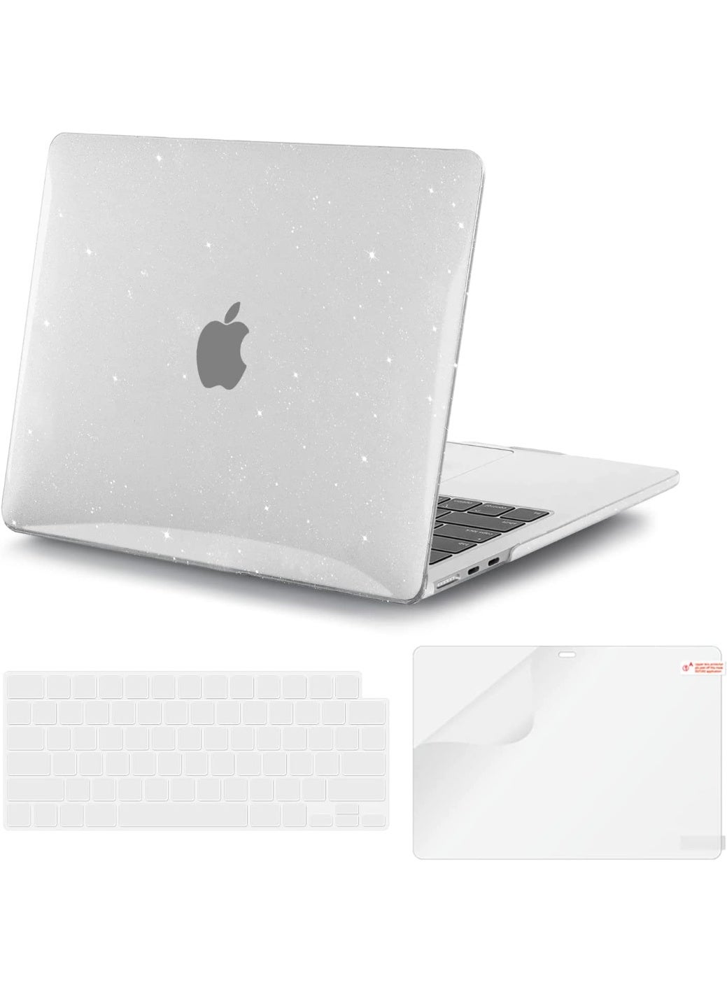 3 in 1 Compatible with MacBook Neo Case 13 inch 2026 Release Model A3404, Glitter Plastic Protective Laptop Hard Shell Case with Keyboard Cover & Screen Protector, Shinning Clear
