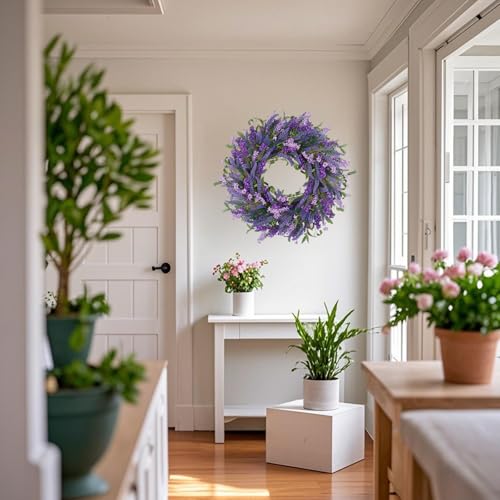LOKEISNA Purple Lavender Door Wreath, 24 Inch Summer Wreaths for Front Door Outside, Handmade Romantic and Elegant Wreath Décor Gift for Home Wedding - Image 5