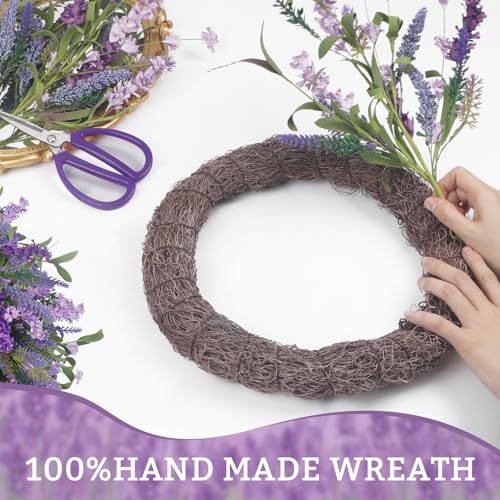 LOKEISNA Purple Lavender Door Wreath, 24 Inch Summer Wreaths for Front Door Outside, Handmade Romantic and Elegant Wreath Décor Gift for Home Wedding - Image 4