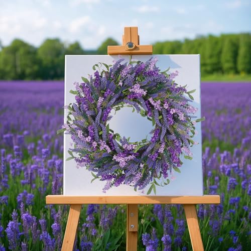 LOKEISNA Purple Lavender Door Wreath, 24 Inch Summer Wreaths for Front Door Outside, Handmade Romantic and Elegant Wreath Décor Gift for Home Wedding - Image 3