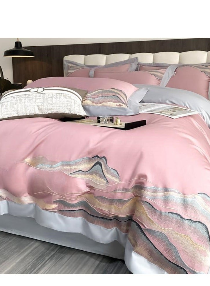 Bed Sheet Style — French High-End 80 Thread Pure Cotton Embroidered Bedding Four Piece Set - Image 3