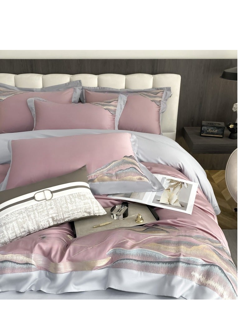Bed Sheet Style — French High-End 80 Thread Pure Cotton Embroidered Bedding Four Piece Set - Image 2