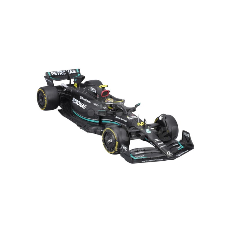 Bburago Racing F1 2023 Mercedes-AMG F1 W14 E Performance #44 Lewis Hamilton Die-cast Metal Kit with Helmet (1:24, 38 Parts, Black) - Image 2