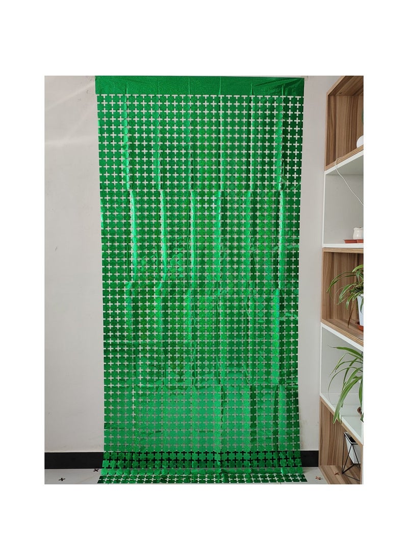 Generic Golden Laser Square Curtain Party Decor Green 1*2m 
