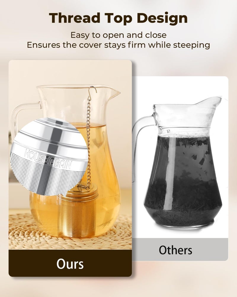 HOUSE AGAIN 2 Pack Tea Strainers for Loose Tea, Extra Fine Mesh Tea Infusers, 304 Stainless Steel with Extended Chain Hook, Loose Leaf Tea Steeper, Tea Filter for Brew Tea Spices & Seasoning - Image 5