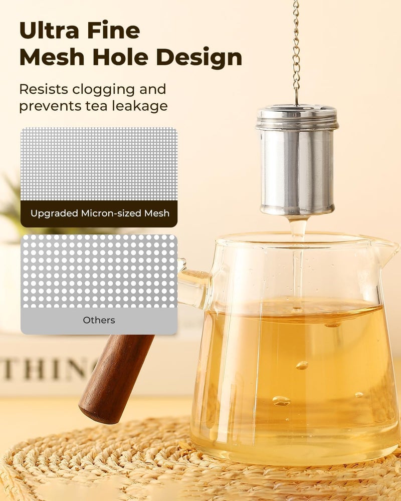 HOUSE AGAIN 2 Pack Tea Strainers for Loose Tea, Extra Fine Mesh Tea Infusers, 304 Stainless Steel with Extended Chain Hook, Loose Leaf Tea Steeper, Tea Filter for Brew Tea Spices & Seasoning - Image 3