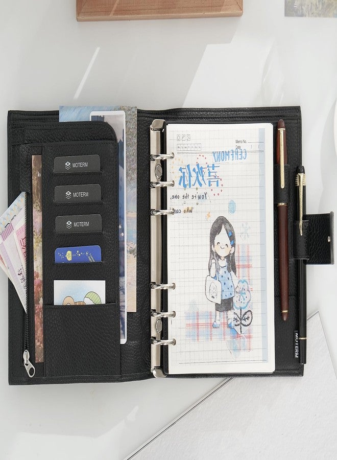 Moterm Personal-Wide Luxe Rings Planner - Genuine Leather Binder Organizer (Pebbled-Black, 30mm Ring) - Image 3