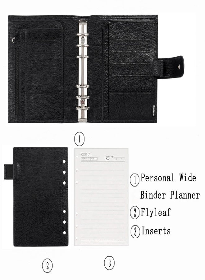 Moterm Personal-Wide Luxe Rings Planner - Genuine Leather Binder Organizer (Pebbled-Black, 30mm Ring) - Image 2
