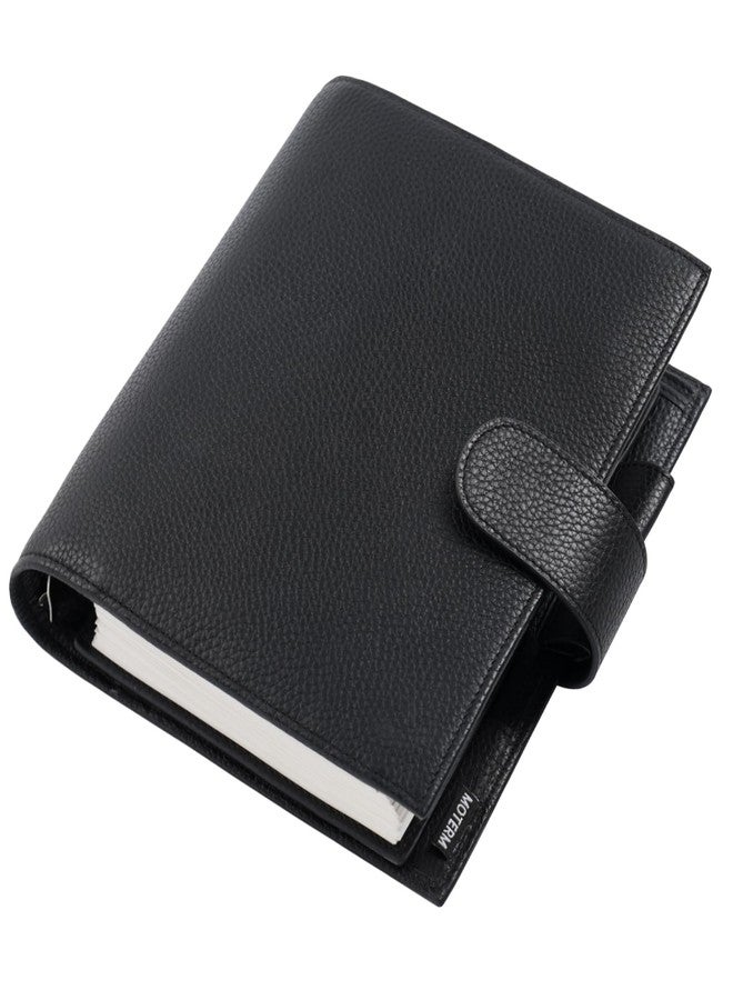 Moterm Personal-Wide Luxe Rings Planner - Genuine Leather Binder Organizer (Pebbled-Black, 30mm Ring) - Image 1