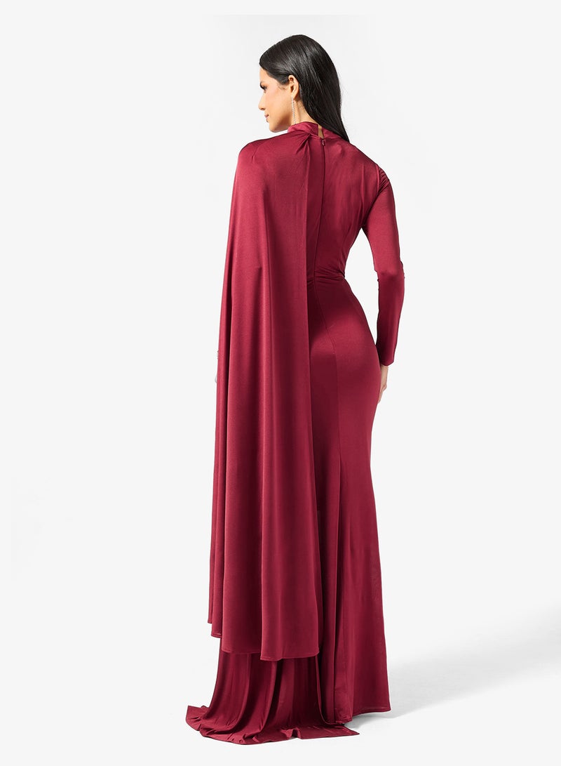 نمشي x فستان ضيق بياقة عالية ودرابيه - Image 2