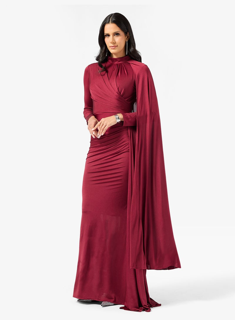 نمشي x فستان ضيق بياقة عالية ودرابيه - Image 5