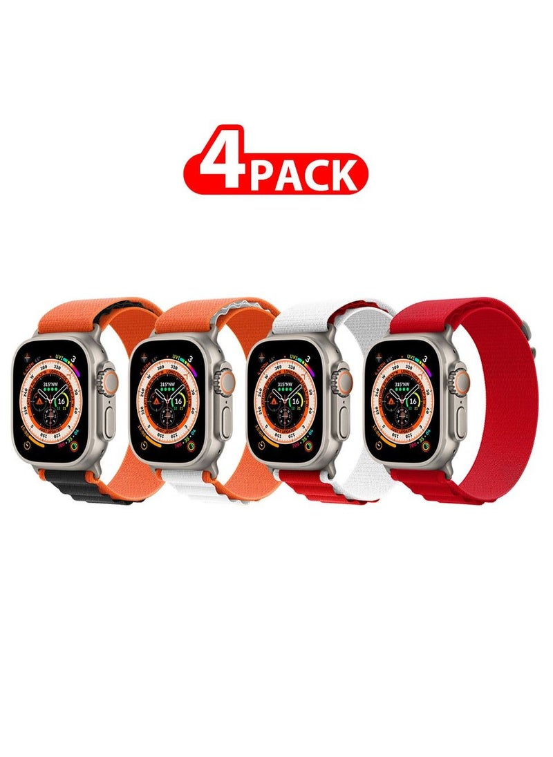 CATANES - 4 Pack For Apple Watch Band 49mm 45mm 44mm 42mm Alpine Loop Band Women Men Adjustable with Metal G-Hook Strap for iWatch Ultra Series SE 8/7/6/5/4/3/2/1 Multicolour - Image 1