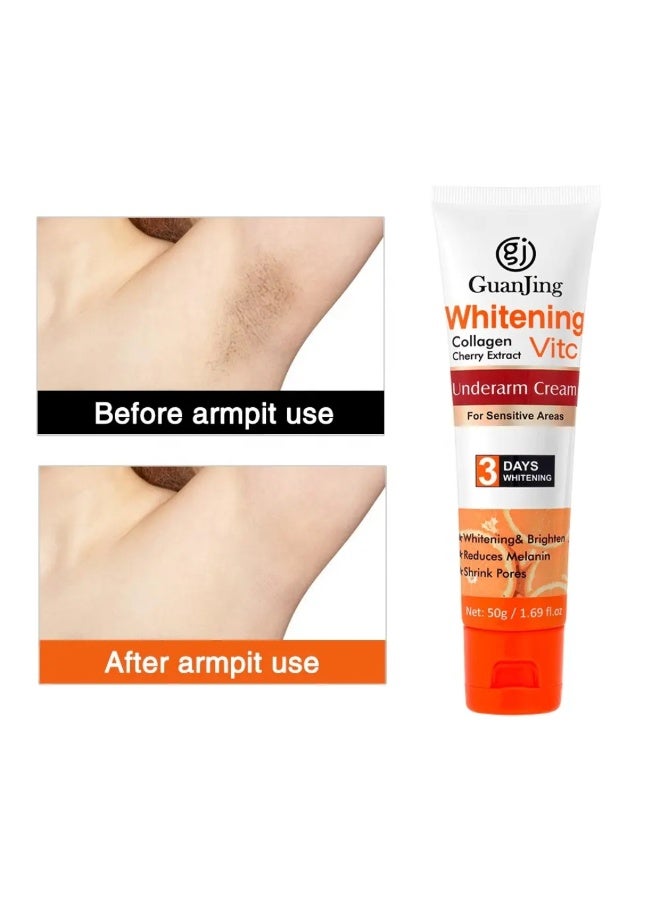 GUANJING Whitening Collagen Vitamin C Underarm Cream 50G, Brightening Whitening Vitamin C Underarm Cream for Sensitive Areas with Cherry Extract, Reduces Melanin & Shrink Pores - Image 2