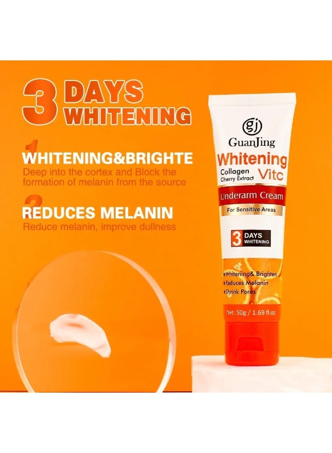 GUANJING Whitening Collagen Vitamin C Underarm Cream 50G, Brightening Whitening Vitamin C Underarm Cream for Sensitive Areas with Cherry Extract, Reduces Melanin & Shrink Pores - Image 4