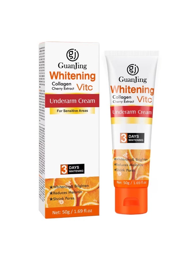 GUANJING Whitening Collagen Vitamin C Underarm Cream 50G, Brightening Whitening Vitamin C Underarm Cream for Sensitive Areas with Cherry Extract, Reduces Melanin & Shrink Pores - Image 1
