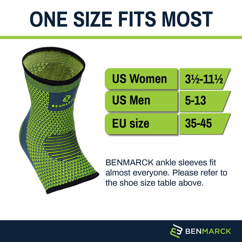 Benmarck Ankle Compression Sleeve, Plantar Fasciitis Sock, Foot Arch and Achilles Tendon Support Brace for Running for Men and Women by (Fjord Blue, Unisize) - Image 2
