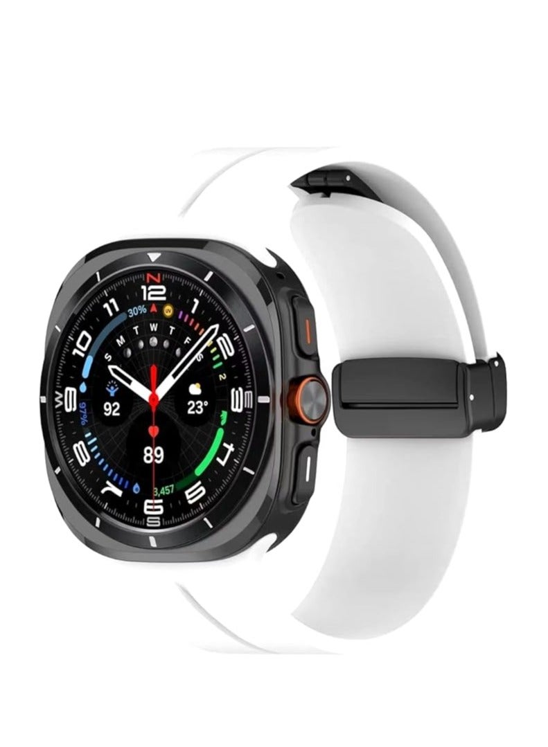 Store Compatible with Samsung Galaxy Watch 7 Ultra 47mm (2024), Soft Silicone Magnetic Closure Adjustable Replacement Sport Strap - for Men Women