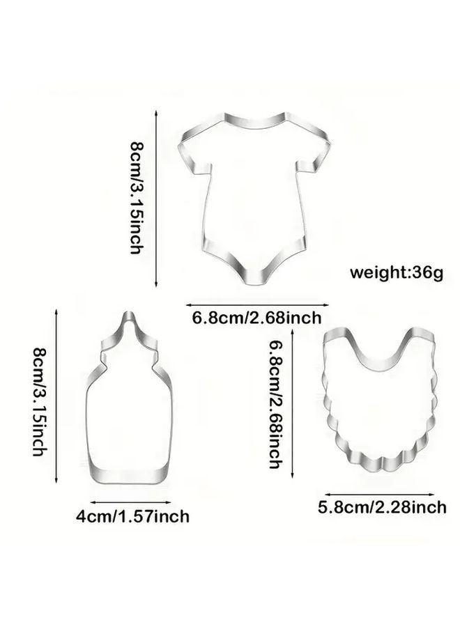 3 In 1 Stainless Steel Cookie Cutter Pacifier Bib Bottle Shapes Holiday Baking Gift - Image 3