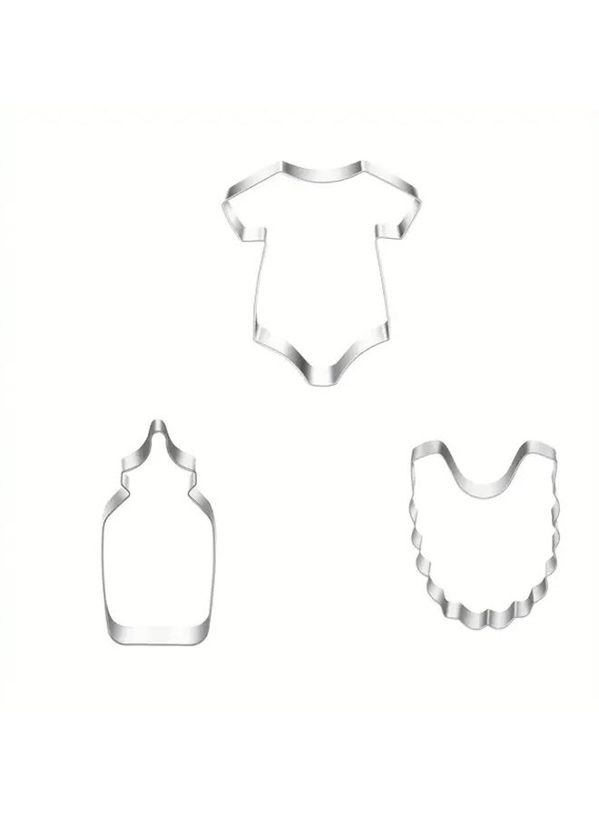 3 In 1 Stainless Steel Cookie Cutter Pacifier Bib Bottle Shapes Holiday Baking Gift - Image 5