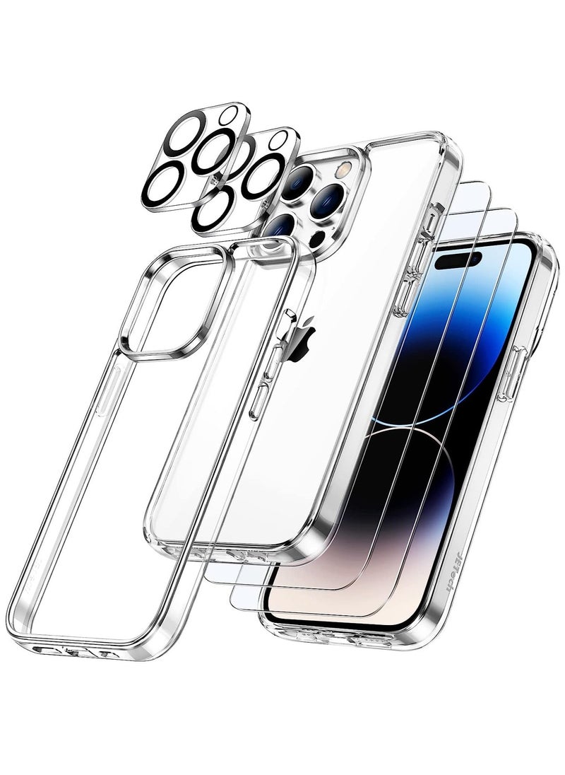 Raxoom 3 in 1 Case for iPhone 14 Pro Max 6.7-Inch, with 2-Pack Screen Protector and Camera Lens Protector, Non-Yellowing Shockproof Bumper Phone Cover, Full Coverage Tempered Glass Film (Clear) - Image 1