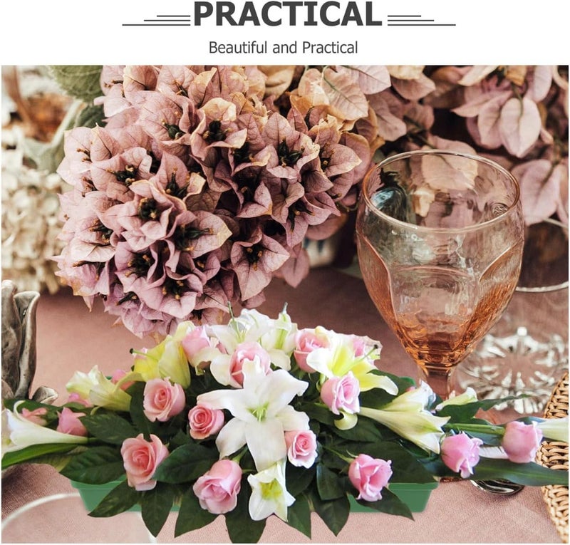 EXCEART 10Pcs Green Plastic Floral Foam Trays for Flower Arrangements Reusable Flower Mud Fixing Plates for Weddings, Parties and Home Decor, 10.23 X 4.72 X 1.57 Inch - Image 2
