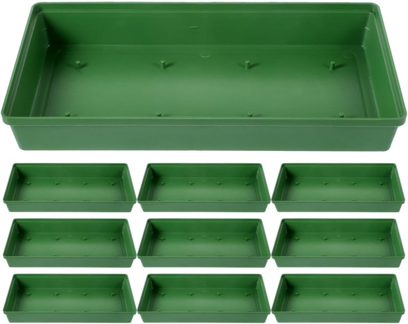 EXCEART 10Pcs Green Plastic Floral Foam Trays for Flower Arrangements Reusable Flower Mud Fixing Plates for Weddings, Parties and Home Decor, 10.23 X 4.72 X 1.57 Inch - Image 1