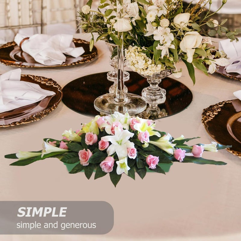 EXCEART 10Pcs Green Plastic Floral Foam Trays for Flower Arrangements Reusable Flower Mud Fixing Plates for Weddings, Parties and Home Decor, 10.23 X 4.72 X 1.57 Inch - Image 3