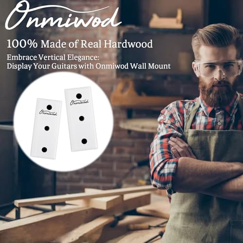 Onmiwod Guitar Wall Mount 2 Pack, White Hardwood Guitar Hanger, U-Shaped Guitar Wall Hanger Mount, Guitar Holder Hook Stand Wall for Acoustic, Electric Guitar, Banjo, Bass, for Guitar Player Men Boy - Image 2