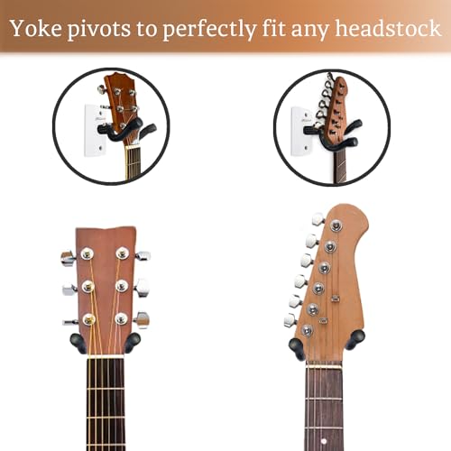 Onmiwod Guitar Wall Mount 2 Pack, White Hardwood Guitar Hanger, U-Shaped Guitar Wall Hanger Mount, Guitar Holder Hook Stand Wall for Acoustic, Electric Guitar, Banjo, Bass, for Guitar Player Men Boy - Image 4