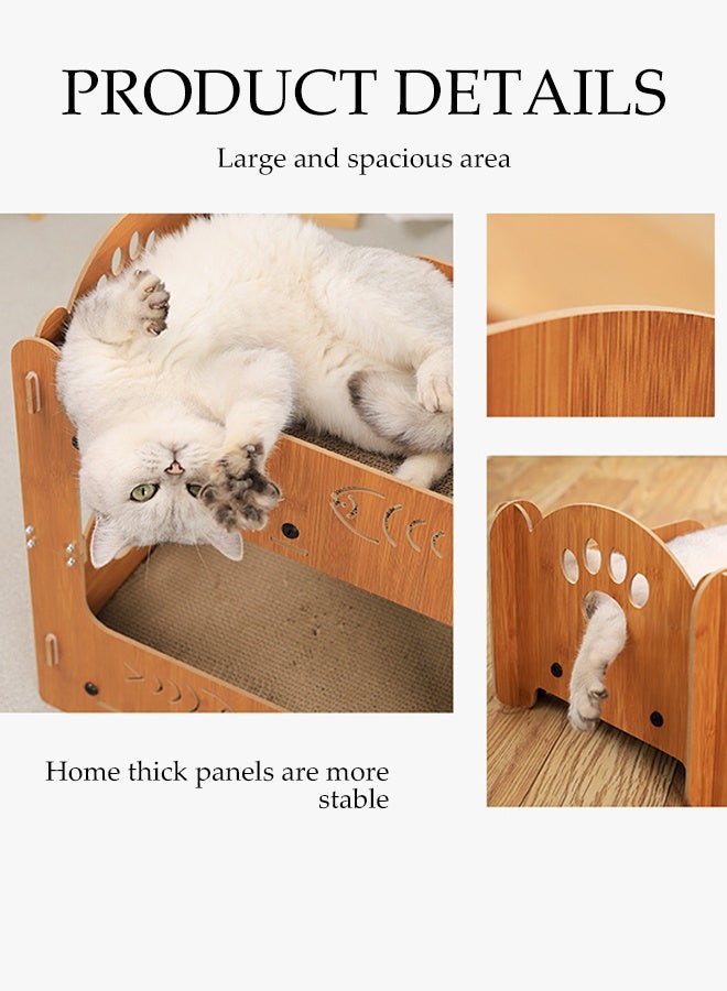 DUNISO لوحة خدش قطط 2 في 1 عش مخالب القطط 2 طبقات لوحة خدش قطط متينة وسادة خدش قابلة لإعادة التدوير سرير خدش كبير للقطط الداخلية خدش خشبي للقطط لطحن المخالب، اللعب، النوم والراحة - Image 2