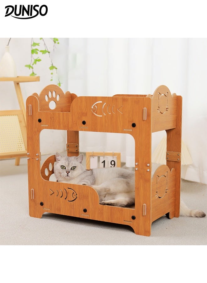DUNISO لوحة خدش قطط 2 في 1 عش مخالب القطط 2 طبقات لوحة خدش قطط متينة وسادة خدش قابلة لإعادة التدوير سرير خدش كبير للقطط الداخلية خدش خشبي للقطط لطحن المخالب، اللعب، النوم والراحة - Image 1