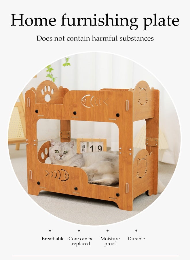 DUNISO لوحة خدش قطط 2 في 1 عش مخالب القطط 2 طبقات لوحة خدش قطط متينة وسادة خدش قابلة لإعادة التدوير سرير خدش كبير للقطط الداخلية خدش خشبي للقطط لطحن المخالب، اللعب، النوم والراحة - Image 3