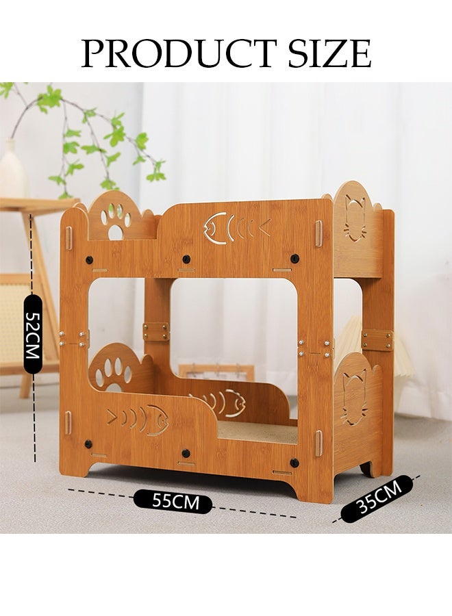 DUNISO لوحة خدش قطط 2 في 1 عش مخالب القطط 2 طبقات لوحة خدش قطط متينة وسادة خدش قابلة لإعادة التدوير سرير خدش كبير للقطط الداخلية خدش خشبي للقطط لطحن المخالب، اللعب، النوم والراحة - Image 4