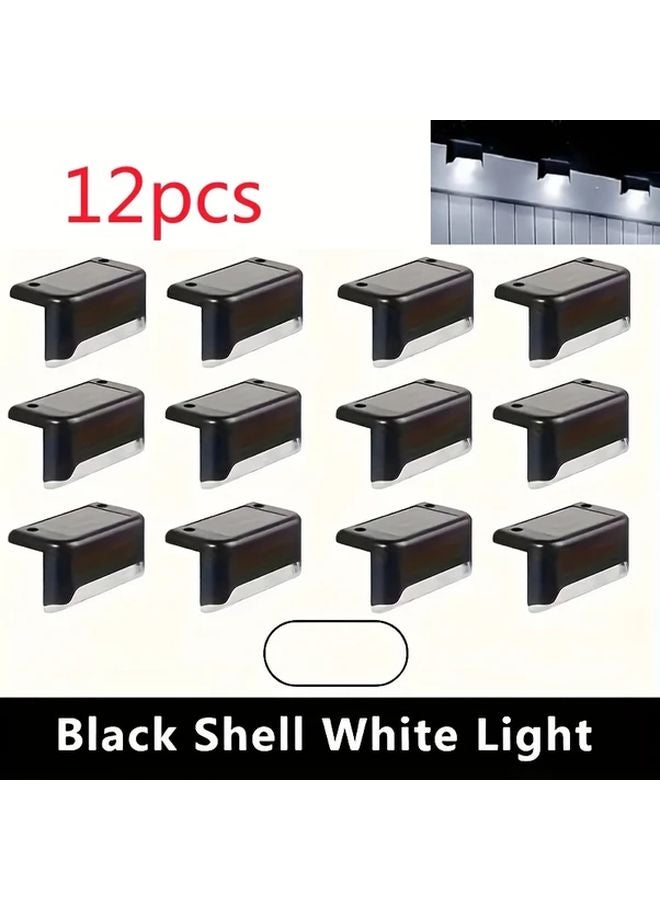 12Pcs Black Solar Outdoor Fence Lights LED Wall Mounted Garden Decorative Lighting - Image 1