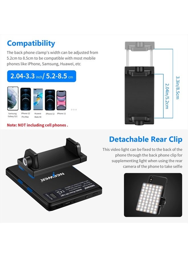 NEEWER LED Video Conference Light Kit with Clip & Phone Holder for iPhone/Tablet/Laptop, Dimmable CRI95+/3 Light Modes/Built in 2000mAh Battery for Zoom Calls/Remote Working/Live Stream/Selfies/TikTok - Image 5