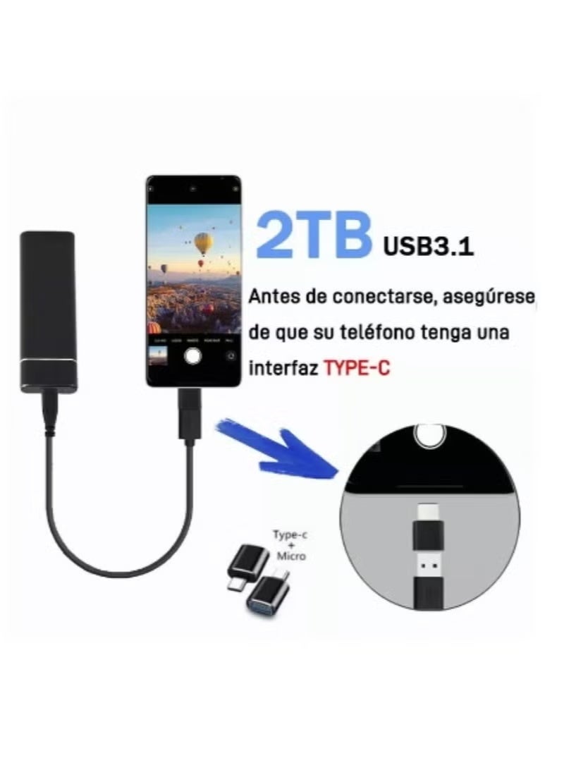 قام قرص صلب خارجي محمول بسعة 2 تيرابايت، أقراص صلبة صغيرة من نوع SSD، محركات أقراص صلبة خارجية من الحالة الصلبة، قرص نسخ احتياطي للكمبيوتر، دعم نقل البيانات من USB 3.1 إلى Type-C لتخزين البيانات لنظام Windows XP وأجهزة الكمبيوتر المحمولة والماك - Image 3
