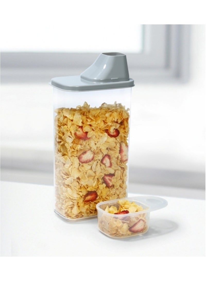 Felli Airtight Modular Food Storage Container with Lid Clear and Grey 2.2 Liter Capacity - Image 4