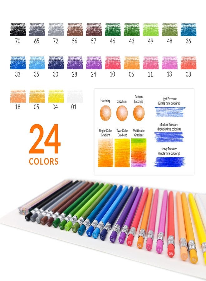 FUNLAVIE 24 Mechanical Colored Pencils with 24 Lead Refills, 48 Pcs Total, 2.6mm Oil-Based Soft Core Drawing Pencils for Adult Coloring Books, Vivid Brilliant Color for Art & Sketching, with Sharpener - Image 2