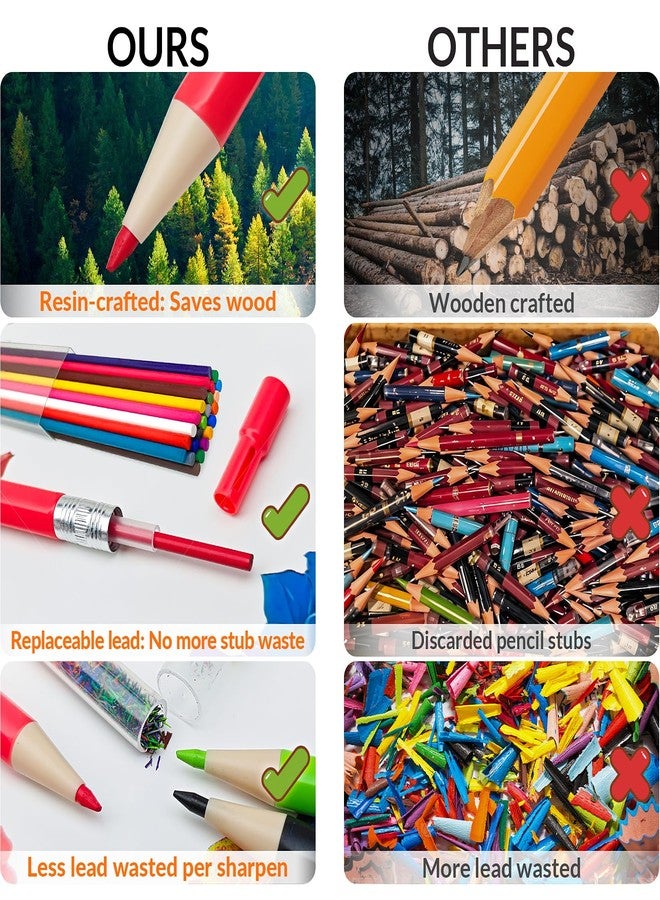 FUNLAVIE 24 Mechanical Colored Pencils with 24 Lead Refills, 48 Pcs Total, 2.6mm Oil-Based Soft Core Drawing Pencils for Adult Coloring Books, Vivid Brilliant Color for Art & Sketching, with Sharpener - Image 3